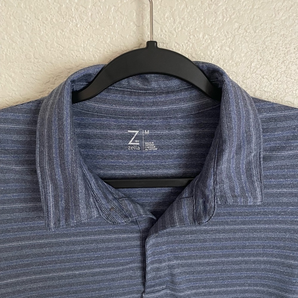Z by Zella Men’s Striped Performance Court Polo Shirt M Blue - Picture 7 of 9